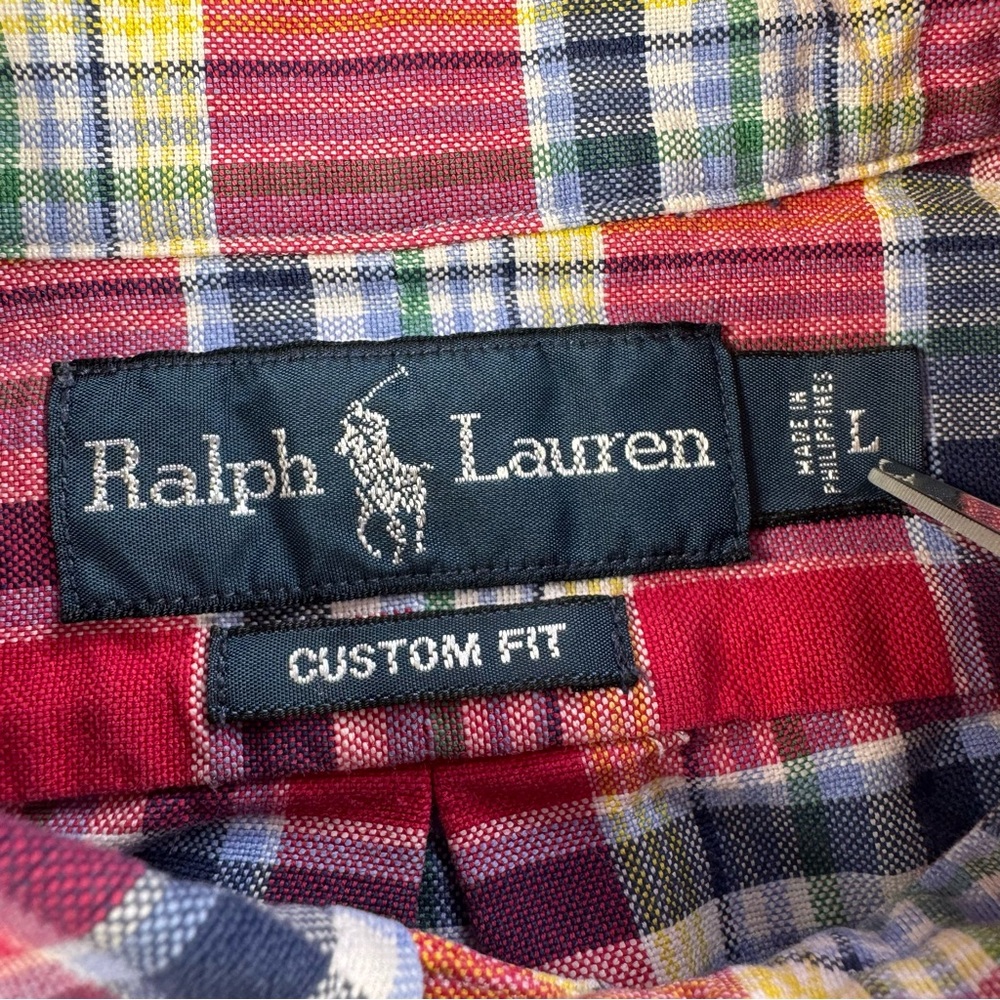 Ralph Lauren Men’s L Custom Fit Pink Multicolor Plaid Shirt 100% Cotton‎ - Picture 8 of 13